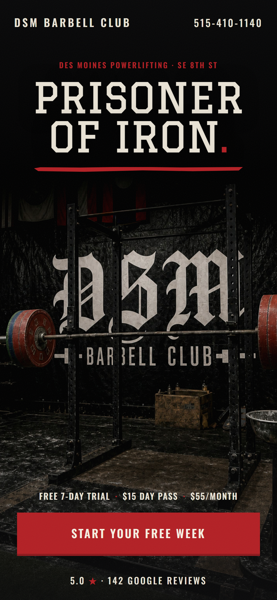 DSM Barbell Club mobile site demo